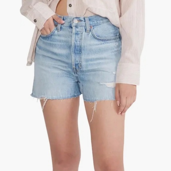 Etica Fern High Waist Cutoff Organic Denim Shorts - Picture 1 of 5